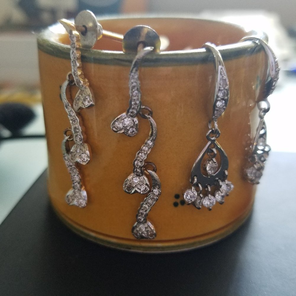 Earrings 2 Sets Gold Vermeil and CZ (not used)